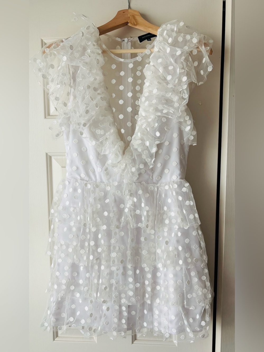 MAJORELLE White Textured Ruffle Mini Dress - Picture 5 of 8
